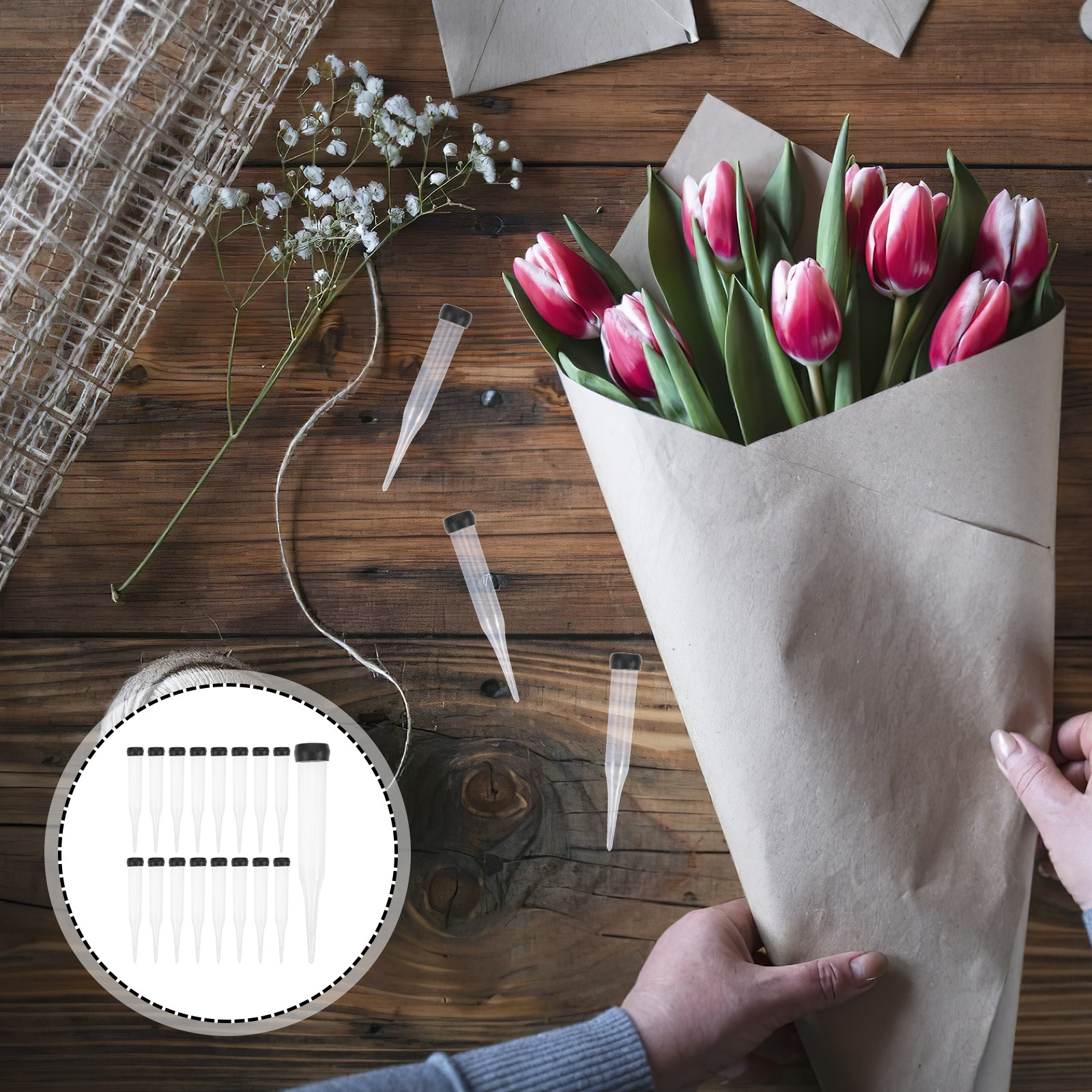 Nutrition & Fitness Hub Photos - 50Pcs Fresh Flower Nutrition Tubes Plastic
